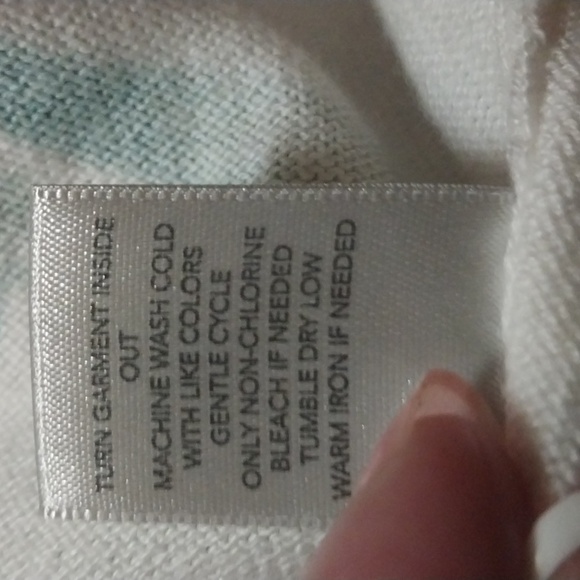 CJ Banks White Open Tie Front Cardigan with Green Palm Leaves Size XL - Picture 10 of 10